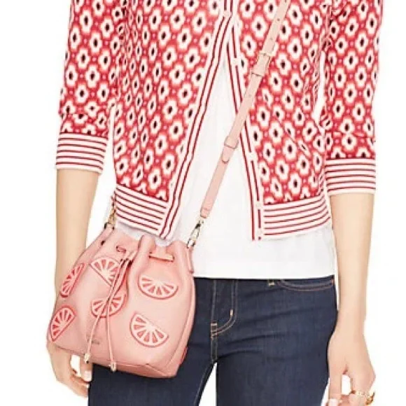 Kate Spade Flights of Fancy Grapefruit Mini Bucket Bag Crossbody - Picture 16 of 16